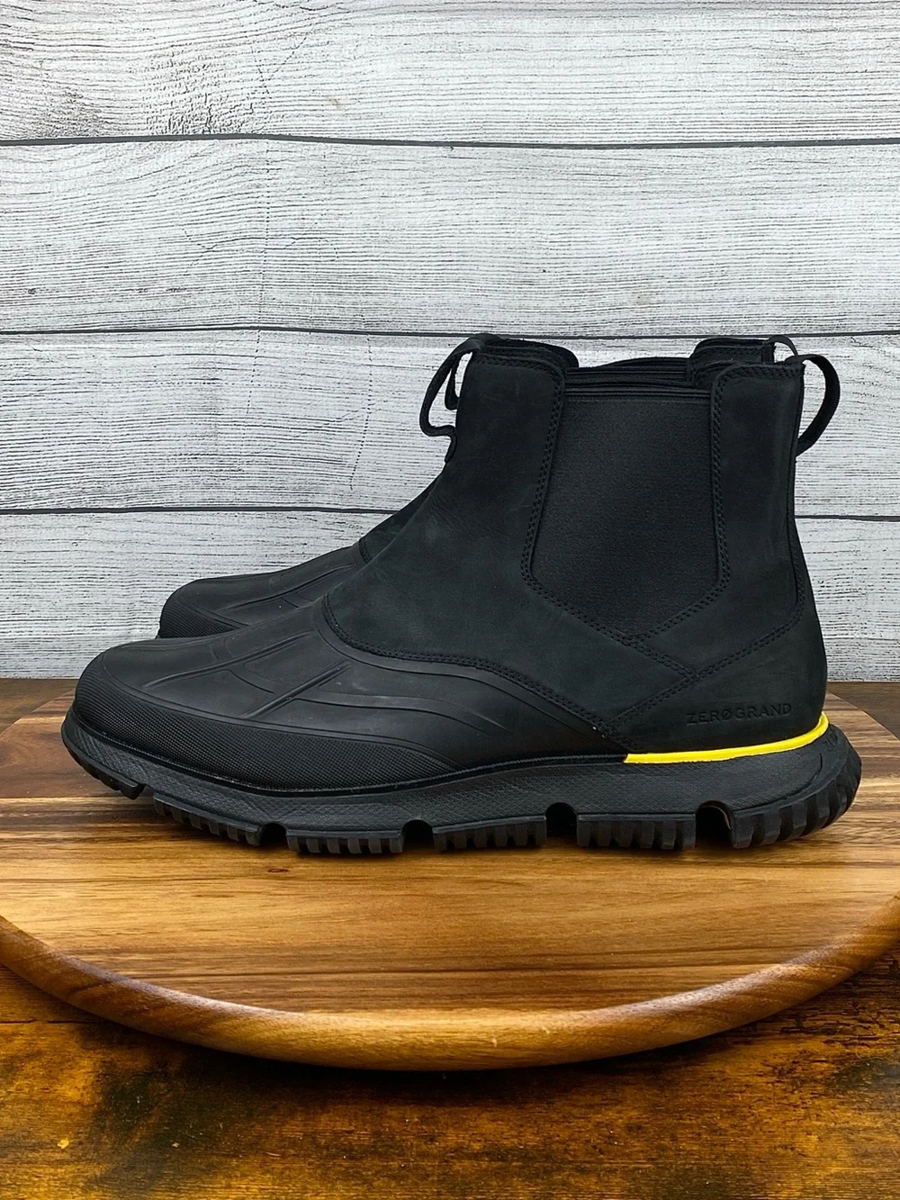 Cole Haan 4.ZEROGRAND Chelsea Lightweight Black WP Rain Boot C34055 Mens Size 13